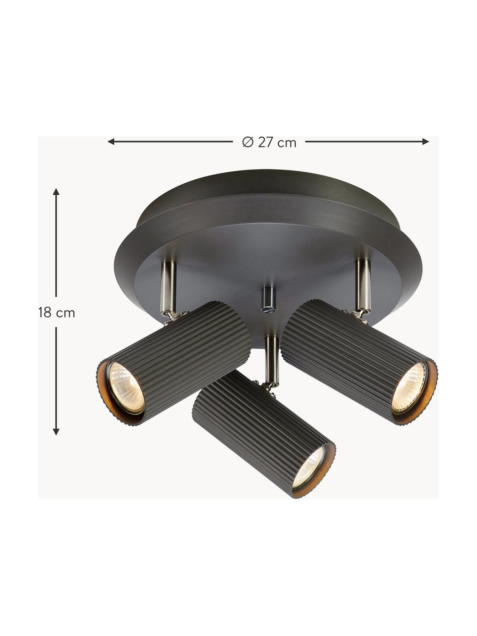 Malé stropné kovové svietidlo Costilla, Potiahnutý kov, Tmavosivá, Ø 27 x V 18 cm