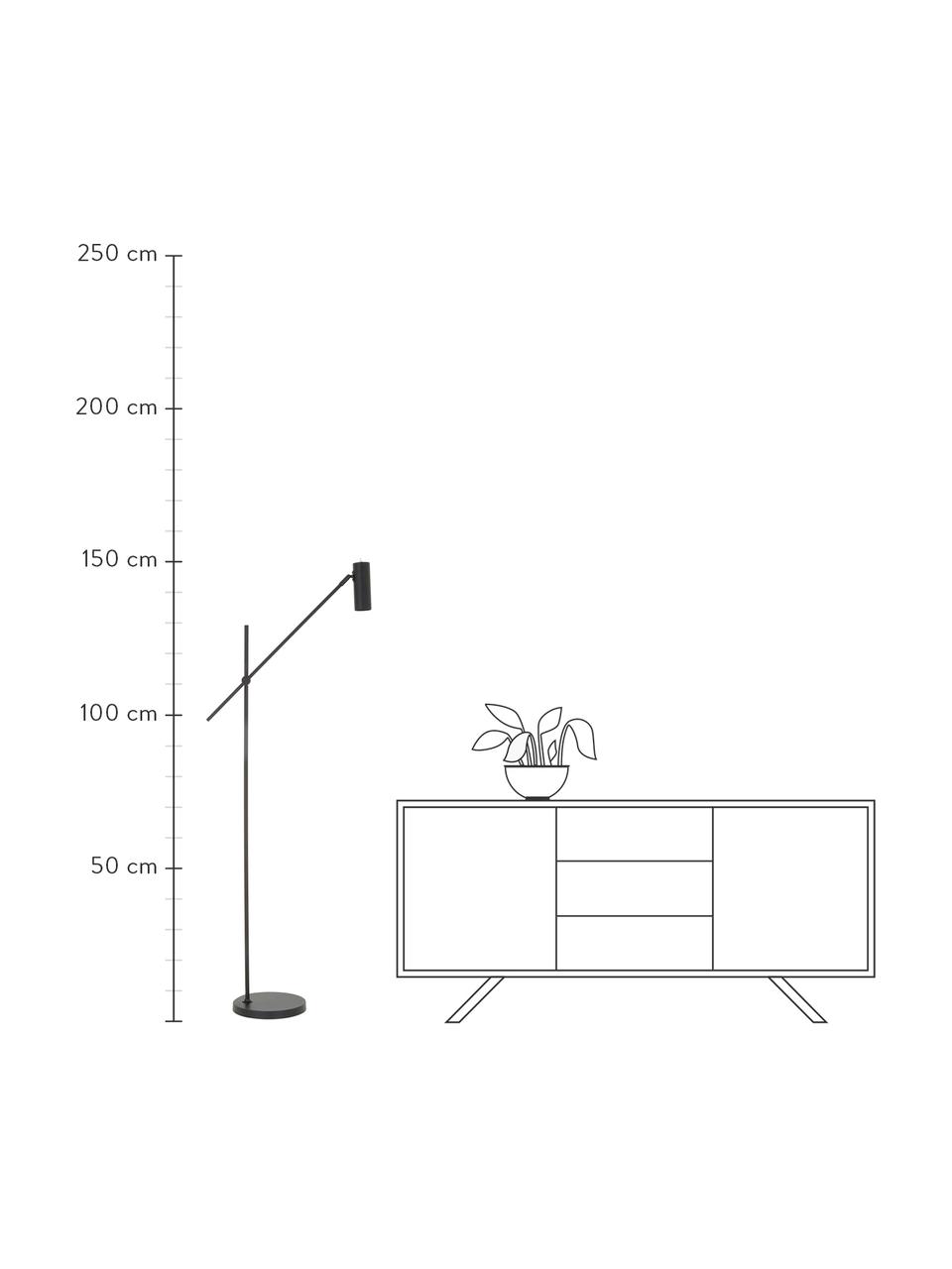 Lampa na čítanie Cassandra, Tienidlo: matná čierna Podstavec: matná čierna Kábel: čierna, Š 75 x V 152 cm