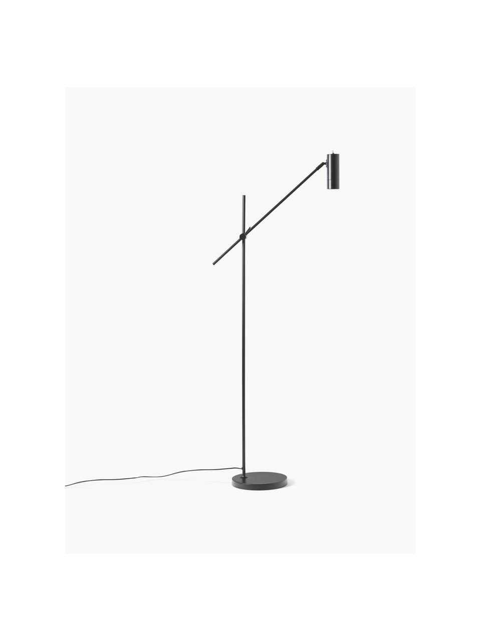 Leeslamp Cassandra, Lampenkap: gepoedercoat metaal, Lampvoet: gepoedercoat metaal, Zwart, H 152 cm