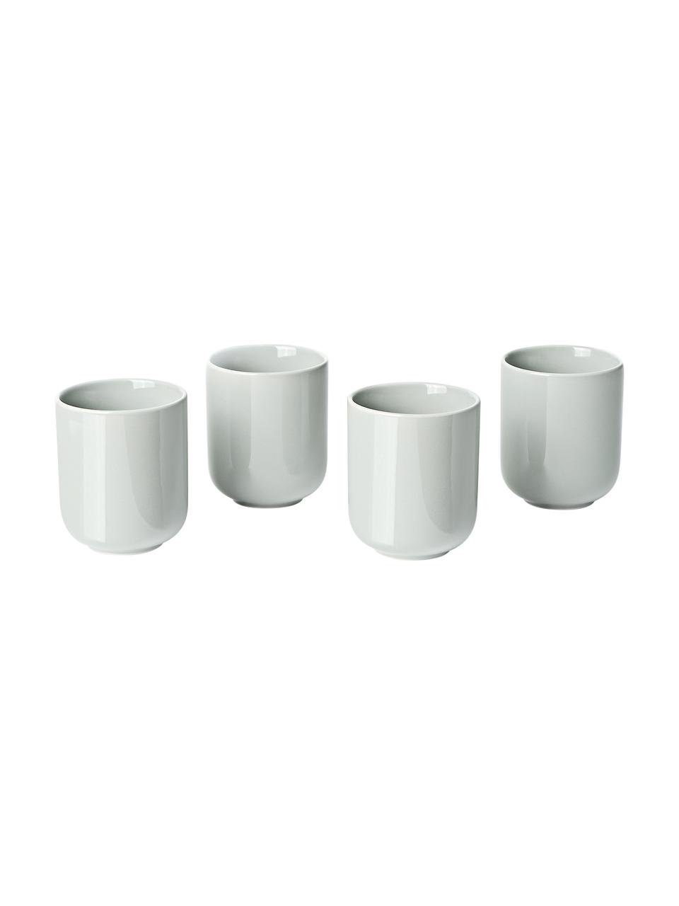 Kubek z porcelany Nessa, 4 szt., Porcelana twarda, Jasny szary, Ø 8 x W 10 cm