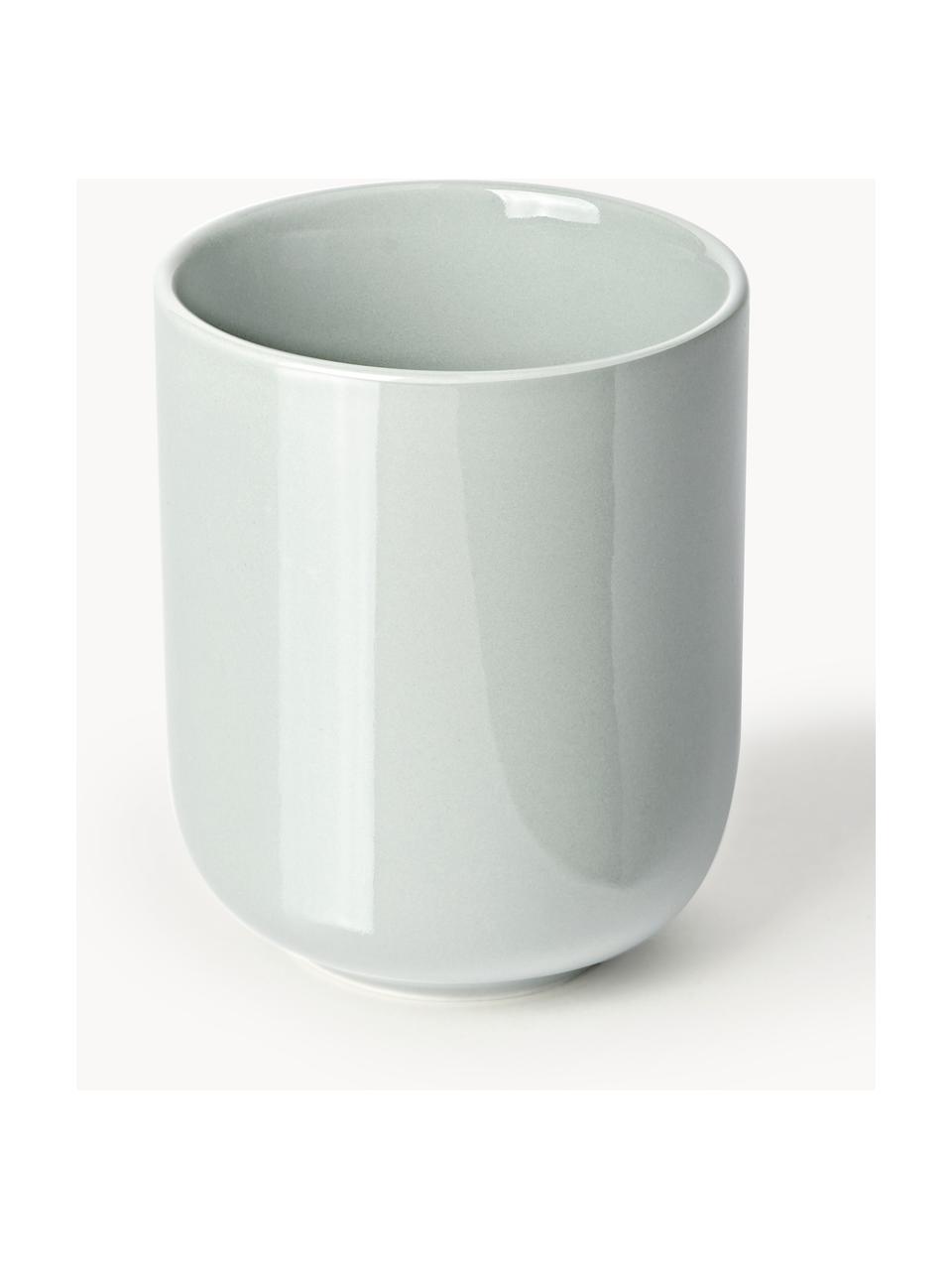 Tasses à café en porcelaine Nessa, 4 pièces, Porcelaine de haute qualité, émaillé, Gris clair, haute brillance, Ø 8 x haut. 10 cm, 200 ml