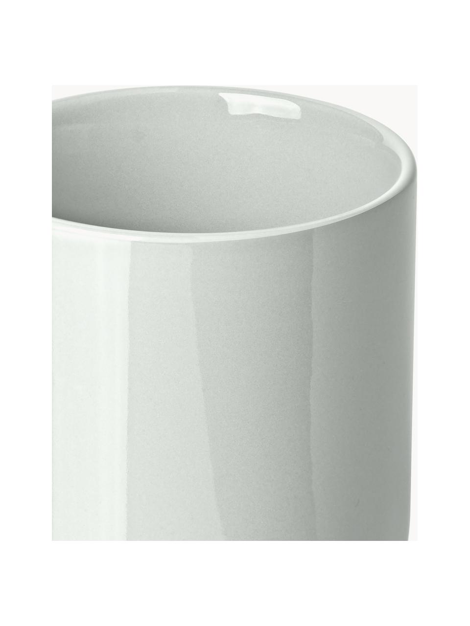 Tazas de porcelana Nessa, 4 uds., Porcelana dura de alta calidad, esmaltada, Gris claro brillante, Ø 8 x Al 10 cm, 200 ml