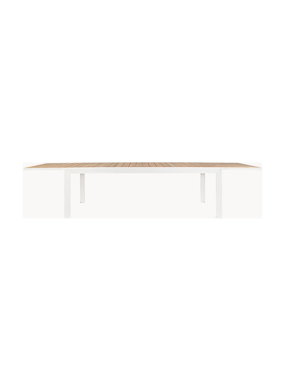 Tavolo da giardino allungabile Belmar, 220 - 340 x 100 cm, Alluminio verniciato a polvere, Bianco, effetto legno, Larg. 220/340 x Prof. 100 cm