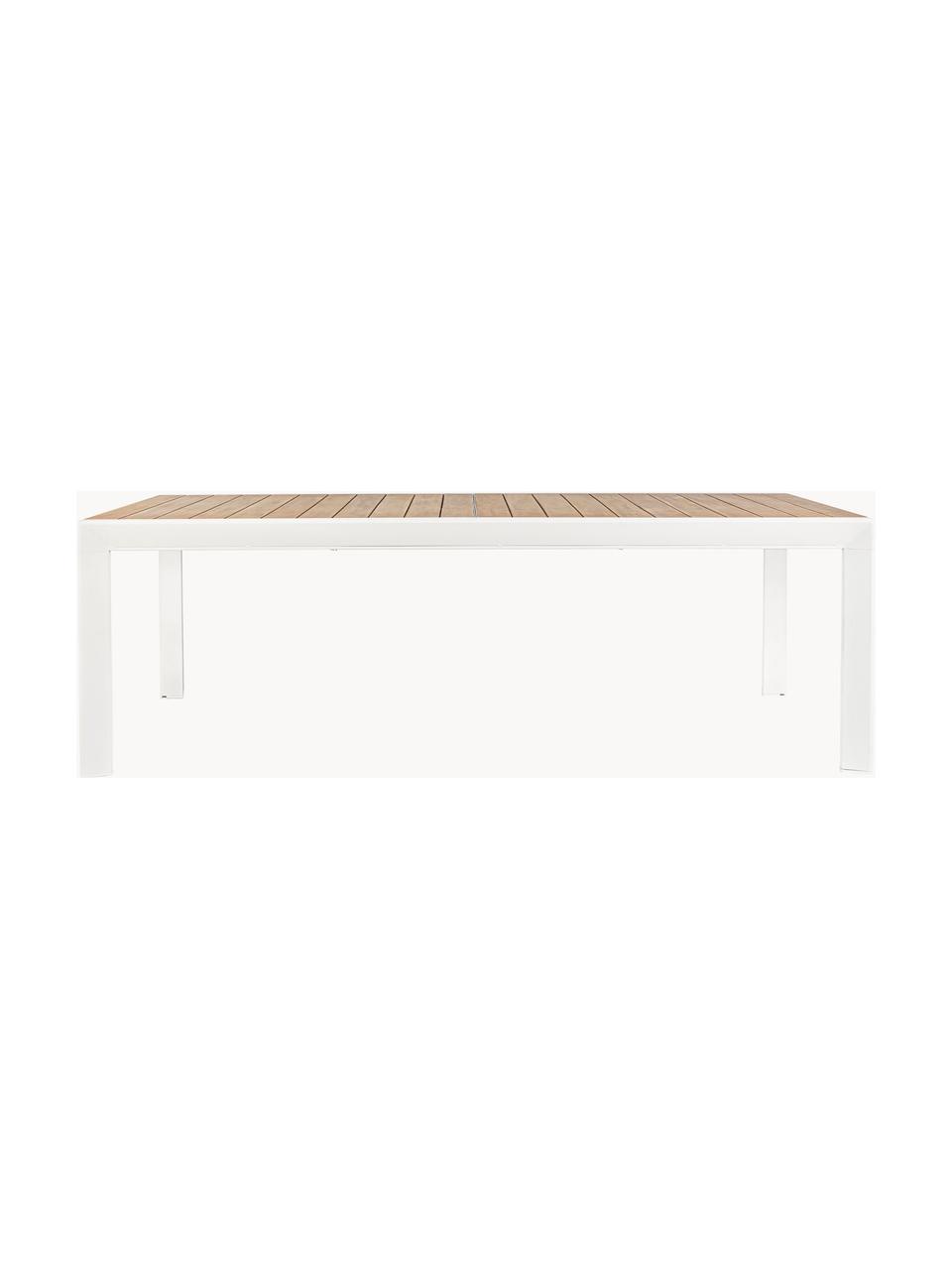 Mesa extensible para exterior Belmar, 220-340 x 100 cm, Aluminio con pintura en polvo, Blanco, look madera, An 220-340 x F 100 cm