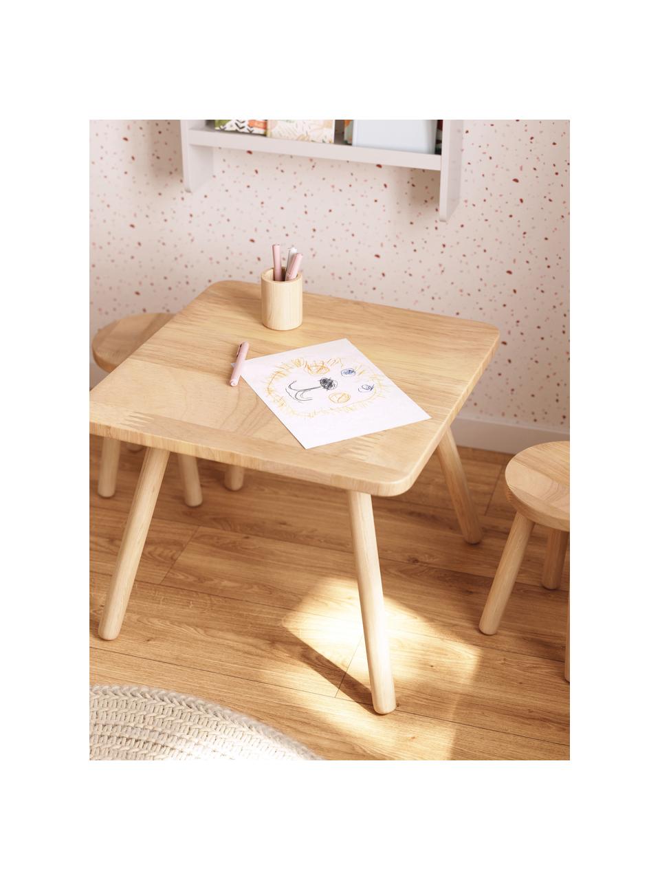 Mesa infantil cuadrada Dilcia de madera maciza de caucho 55 x 55 cm