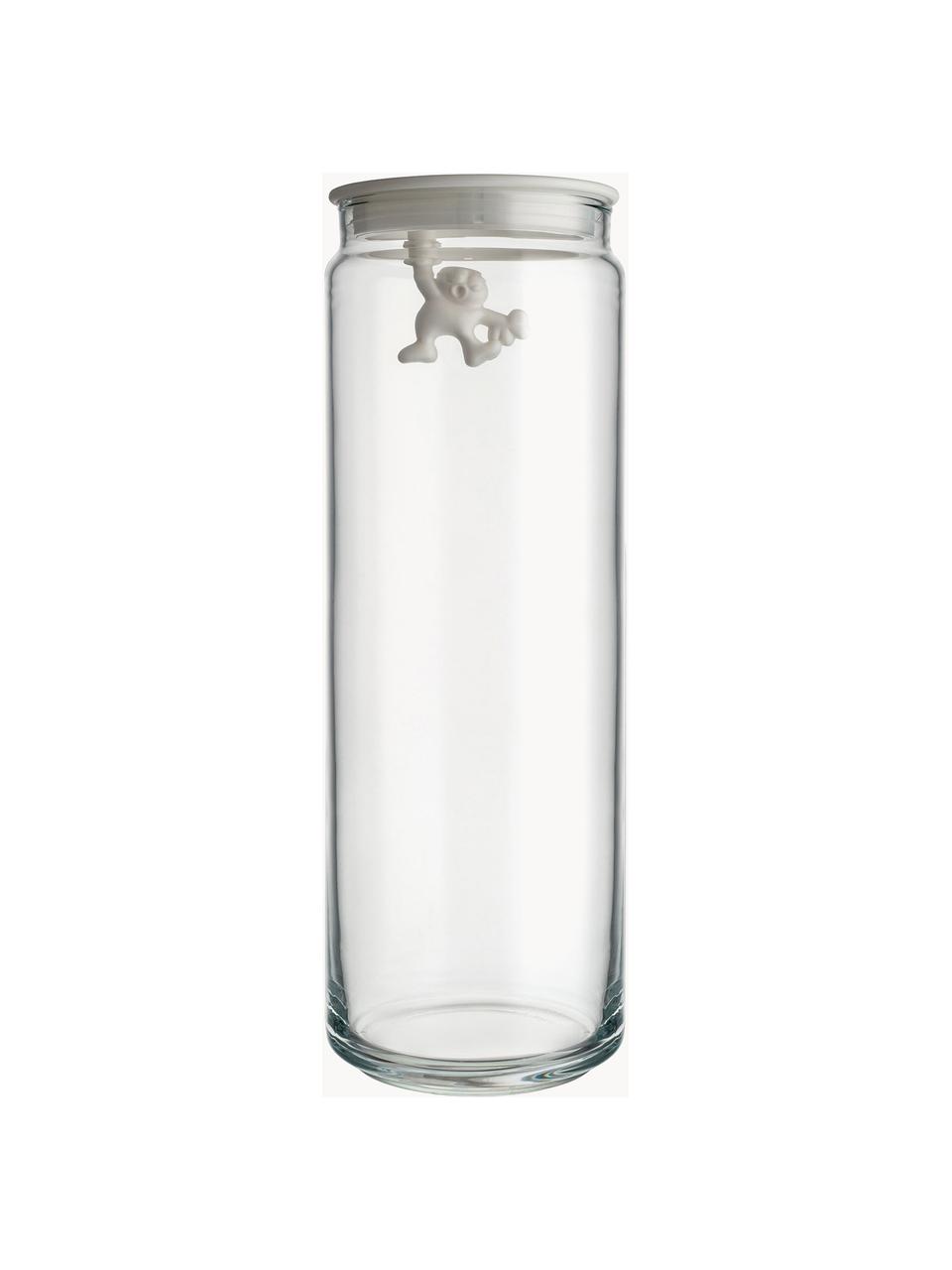 Boîte de rangement Gianni, haut. 31 cm, Verre, résine thermoplastique, Blanc, transparent, Ø 11 x haut. 31 cm