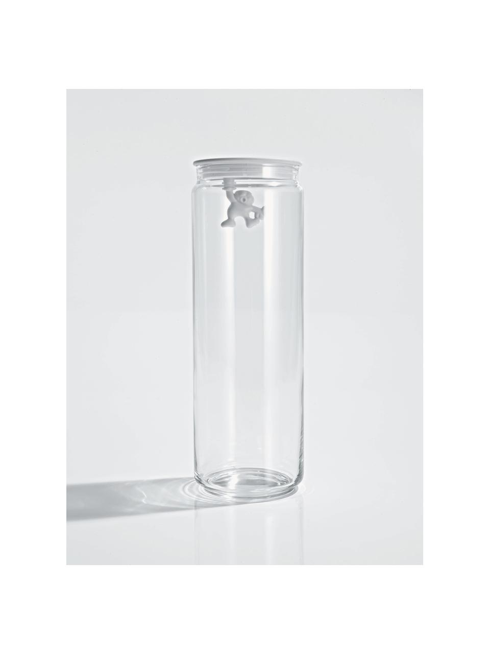 Aufbewahrungsdose Gianni, H 31 cm, Glas, thermoplastisches Harz, Weiß, Transparent, Ø 11 x H 31 cm