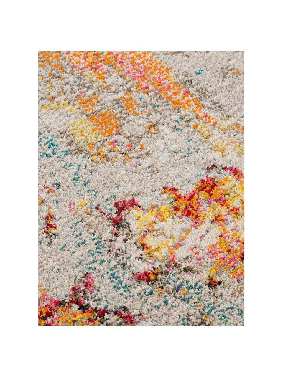 Alfombra redonda de pelo corto de diseño Celestial, Parte superior: 100% polipropileno, Reverso: yute, Tonos beige, multicolor, Ø 240 cm (Tamaño XL)