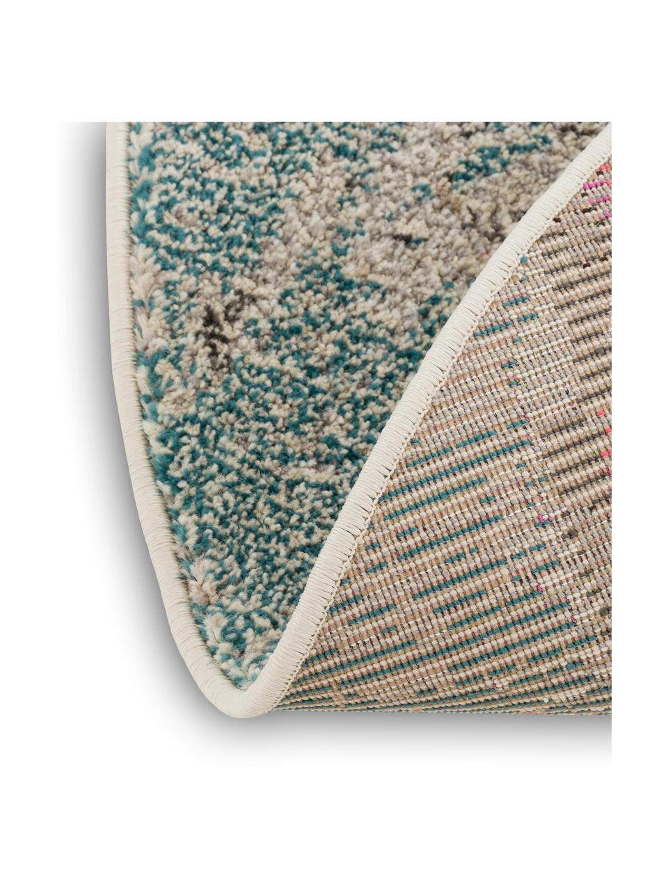 Alfombra redonda de pelo corto de diseño Celestial, Parte superior: 100% polipropileno, Reverso: yute, Tonos beige, multicolor, Ø 240 cm (Tamaño XL)