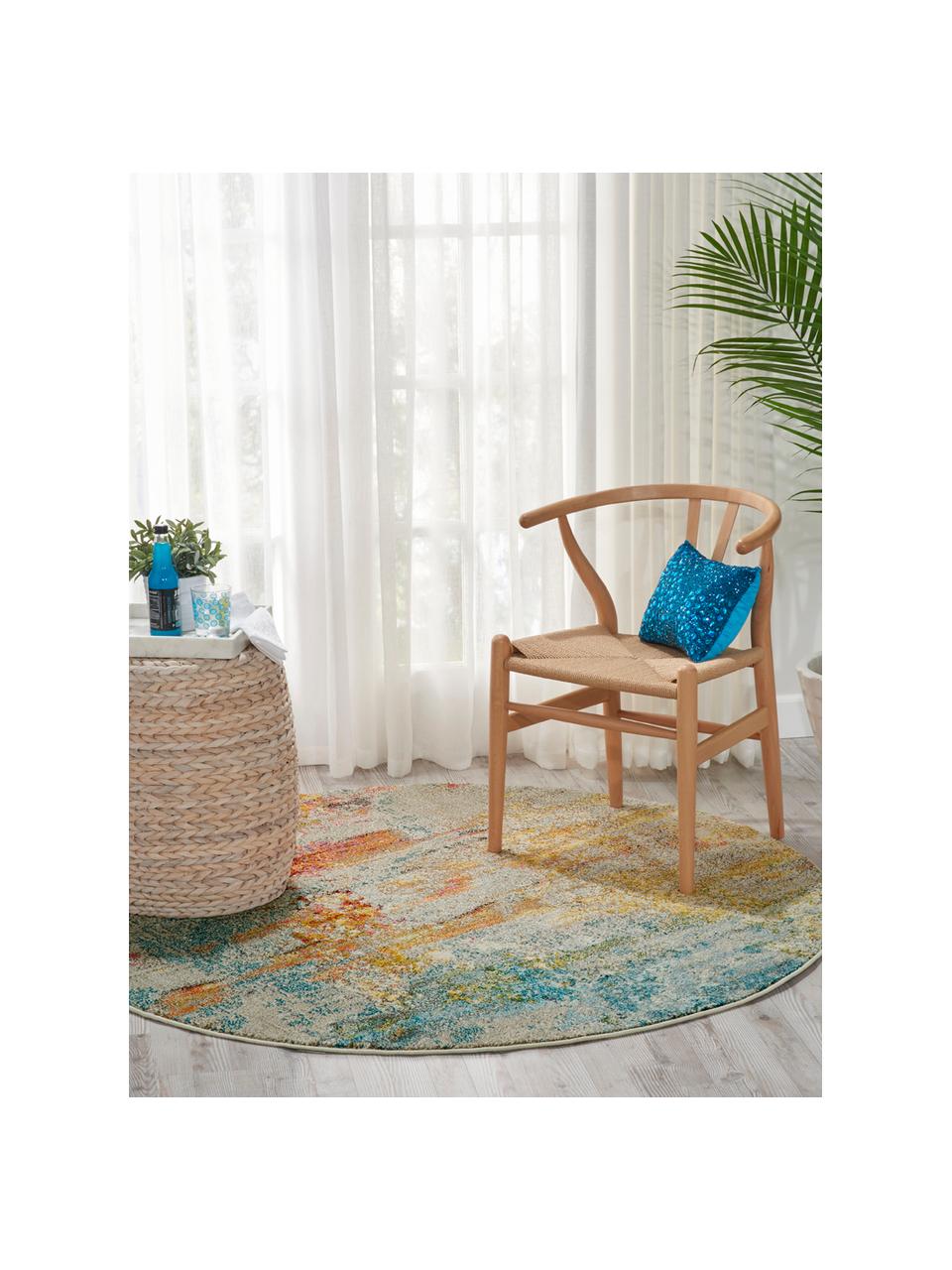 Tappeto rotondo di design Celestial, Retro: juta, Tonalità beige, multicolore, Ø 240 cm (taglia XL)
