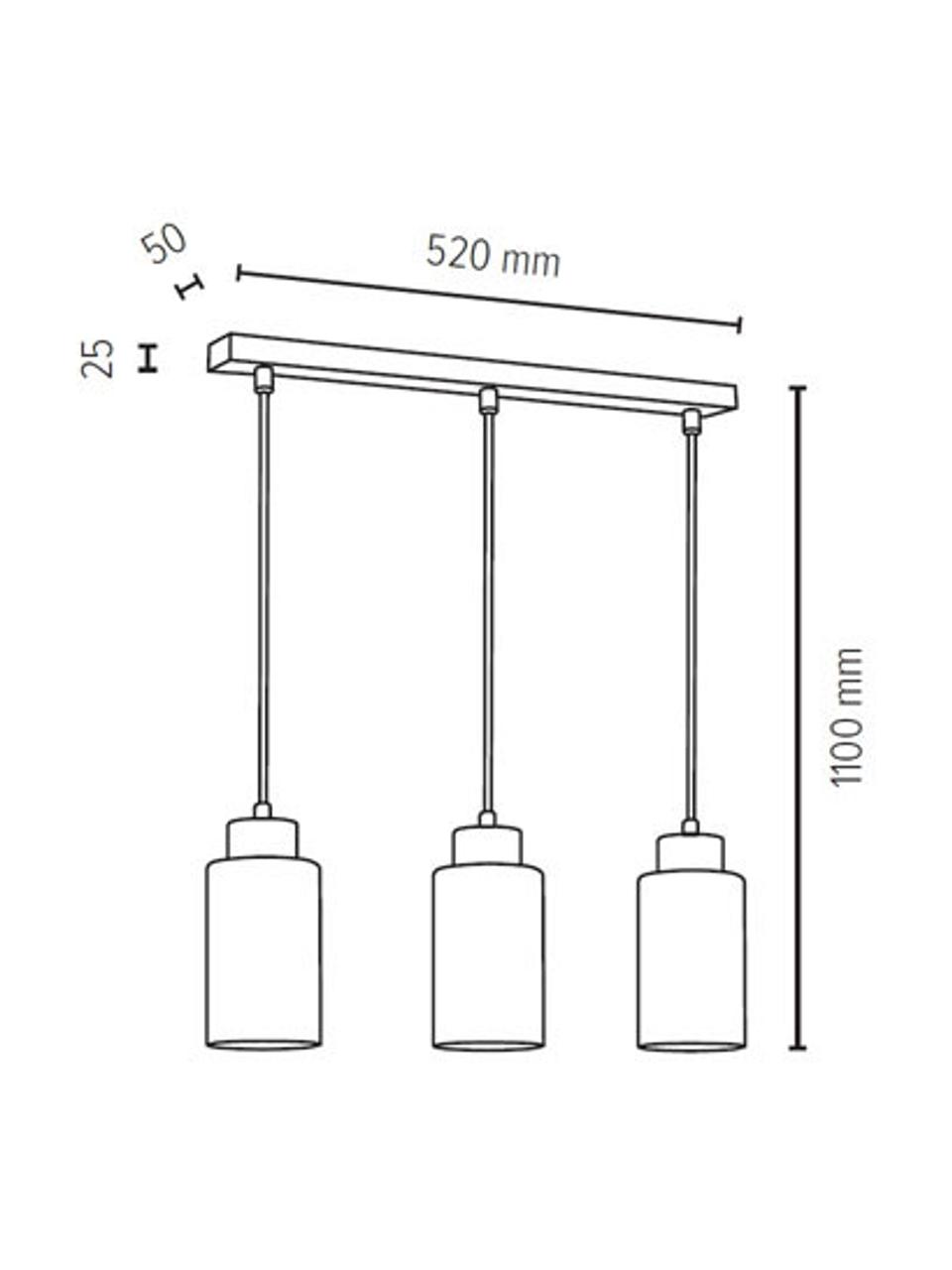 Lampada a sospensione in vetro e legno Bosco, Paralume: vetro, Decorazione: legno di quercia, oliato, Baldacchino: legno di quercia, oliato, Bianco, beige, Larg. 52 x Alt. 110 cm