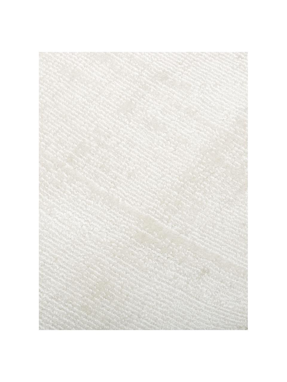 Tappeto in viscosa color avorio tessuto a mano Jane, Retro: 100% cotone, Color avorio, Larg. 120 x Lung. 180 cm (taglia S)