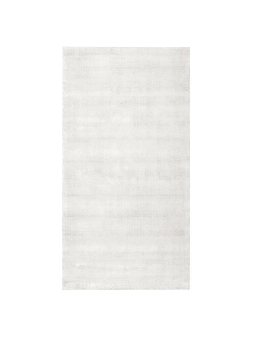 Tapis en viscose tissé main Jane, Blanc ivoire, larg. 400 x long. 500 cm