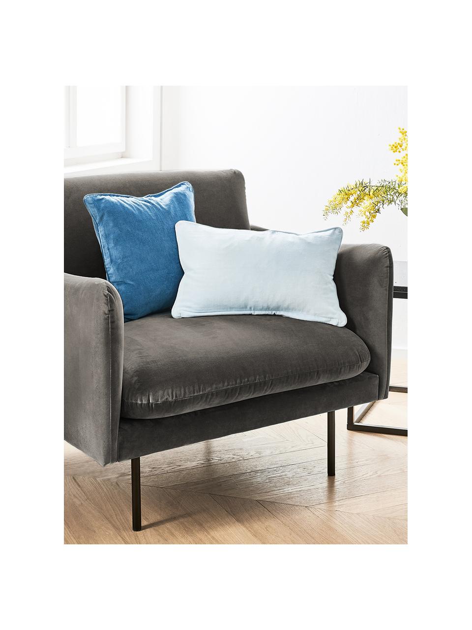 Fauteuil en velours avec pieds en métal Moby, Velours brun-gris, larg. 90 x prof. 90 cm