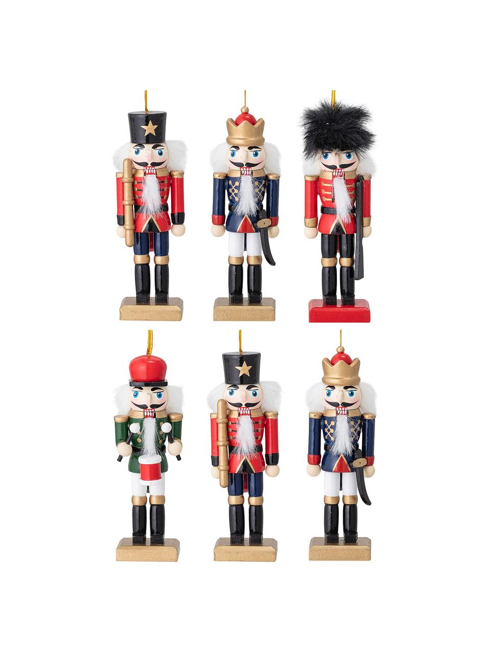 Sada ozdob na stromeček Nutcracker, 6 dílů, Potažená jedle, Více barev, Š 4 cm, V 13 cm