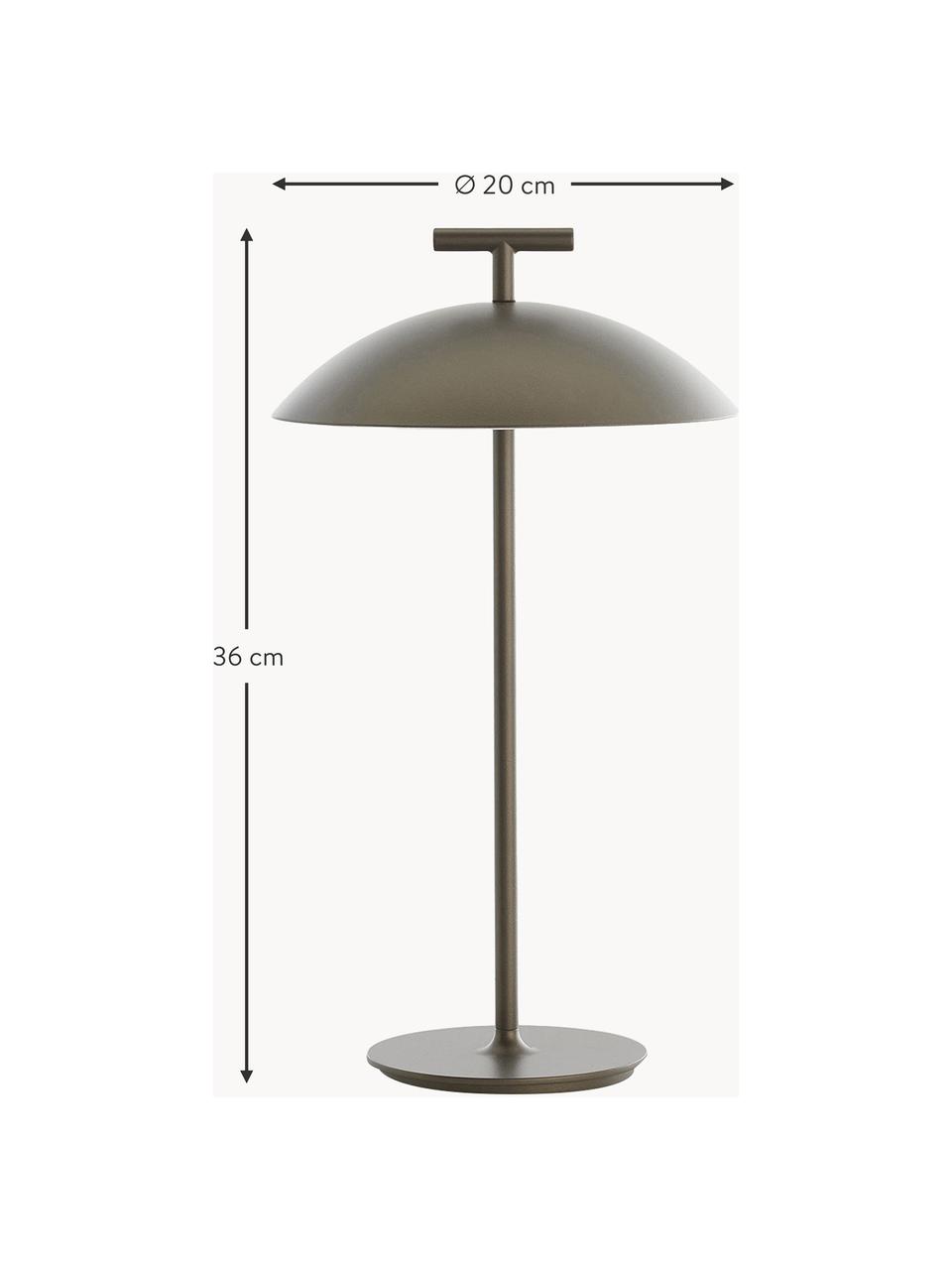Lampe à poser LED mobile intensité variable Mini Geen-A, Métal, revêtement par poudre, Grège, Ø 20 x haut. 36 cm