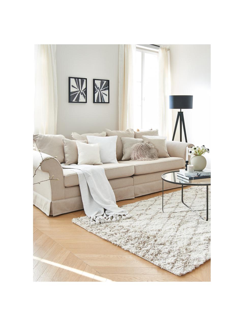 Hussen-Sofa Nobis in Creme, Bezug: Polyester, Webstoff Creme, B 264 x T 111 cm