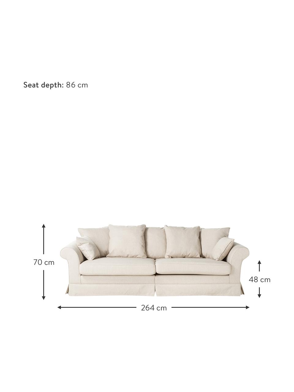 Sofa Nobis (3-osobowa), Tapicerka: poliester, Kremowa tkanina, S 264 x G 111 cm