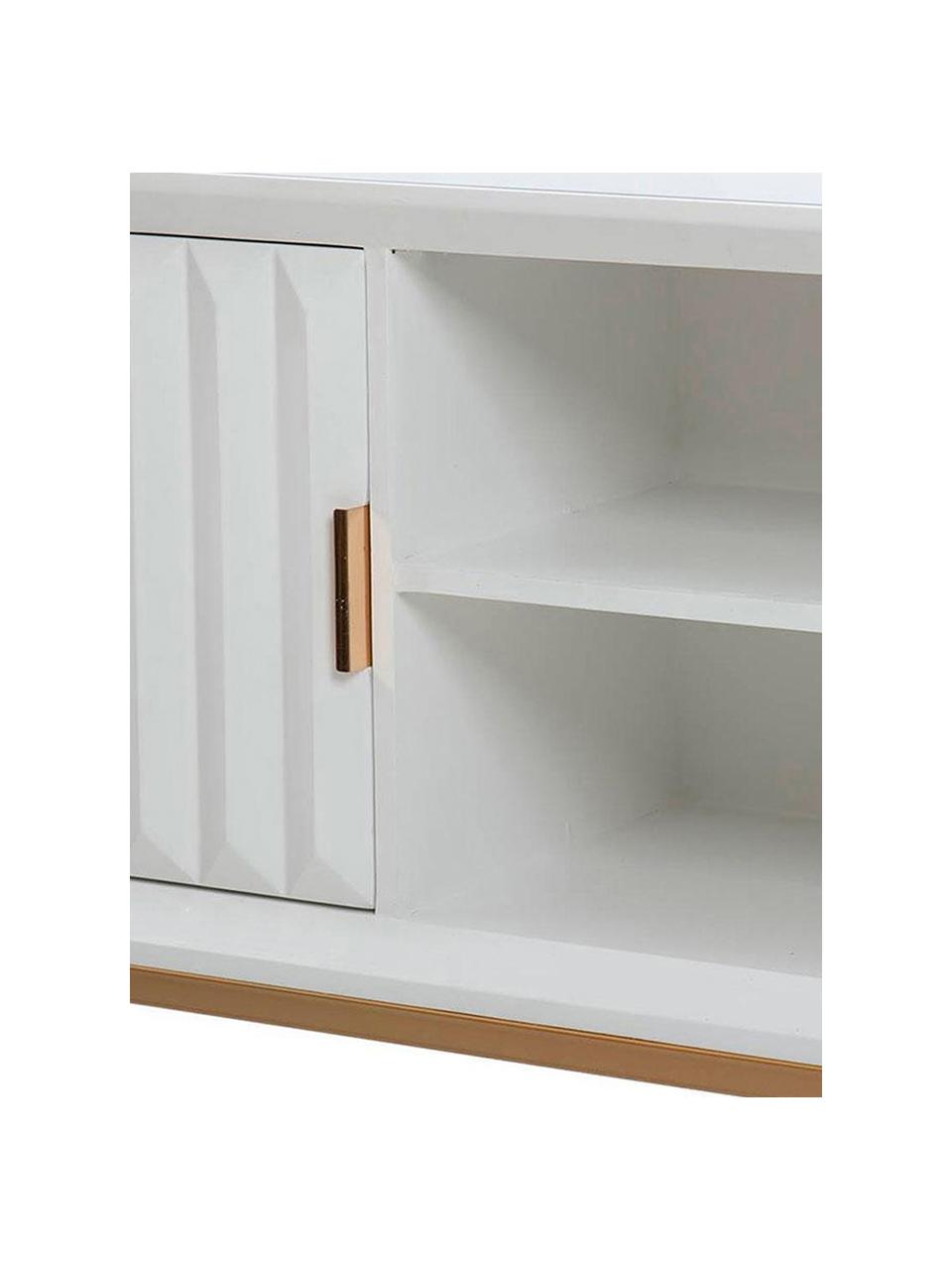 Mueble TV Ben, Blanco, dorado, An 150 x Al 64 cm