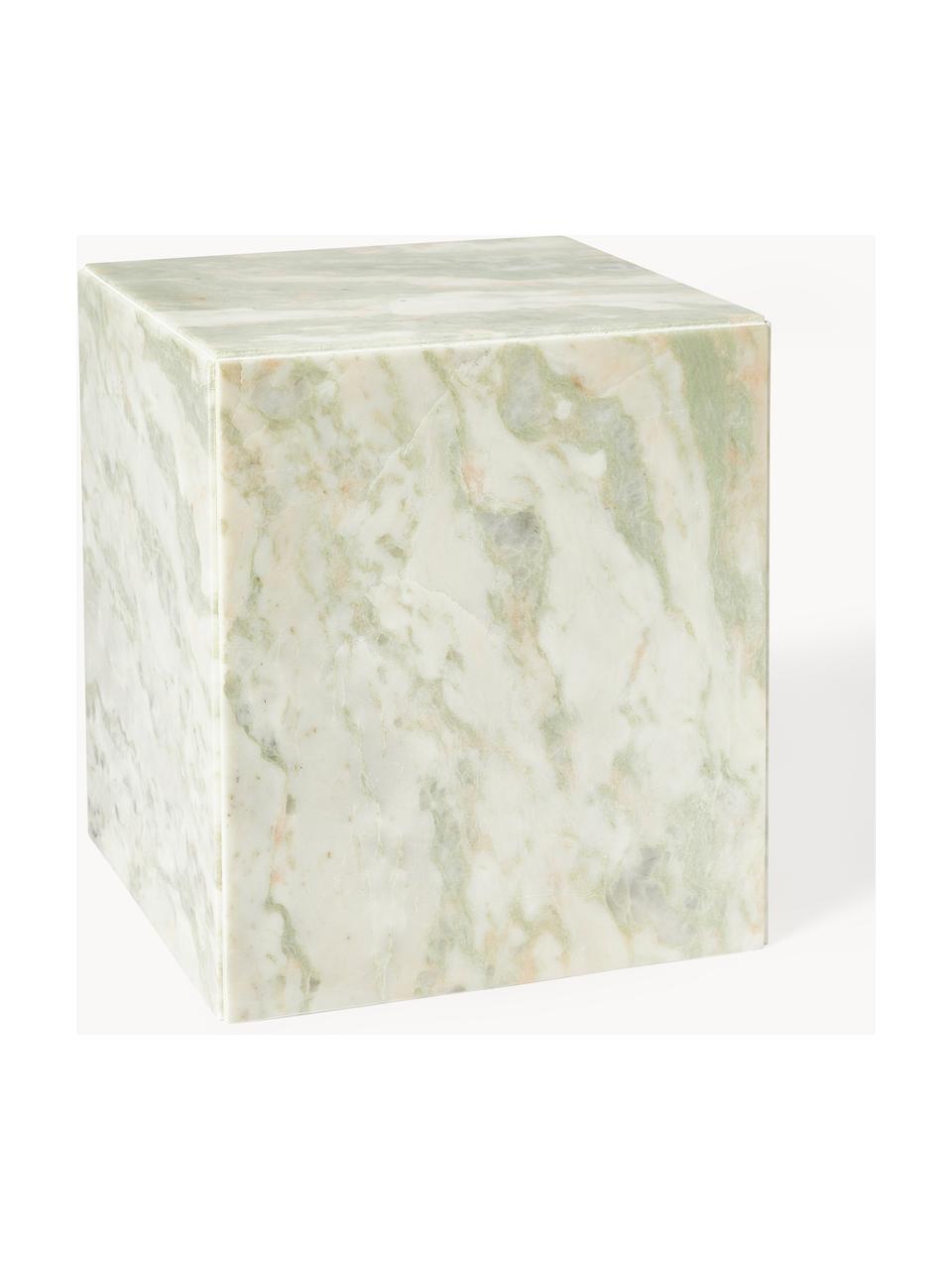 Stolik pomocniczy z marmuru Dila, Marmur, płyta pilśniowa średniej gęstości (MDF), Szałwiowy zielony, marmurowy, S 40 x W 45 cm