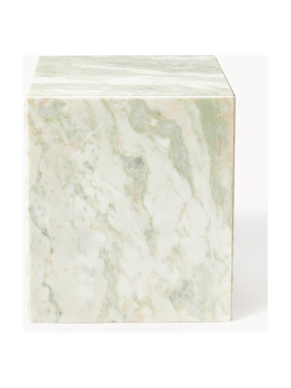 Tavolino in marmo Dila, Marmo, pannelli di fibra a media densità (MDF), Verde salvia marmorizzato, Ø 40 x Alt. 45 cm
