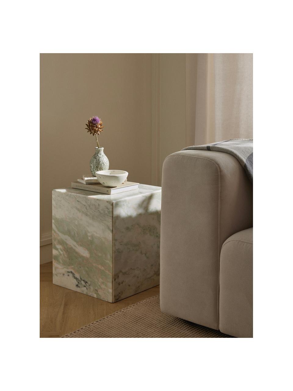 Mramorový odkládací stolek Dila, Mramor, dřevovláknitá deska střední hustoty (MDF), Šalvějově zelená, mramorovaná, Š 40 cm, V 45 cm