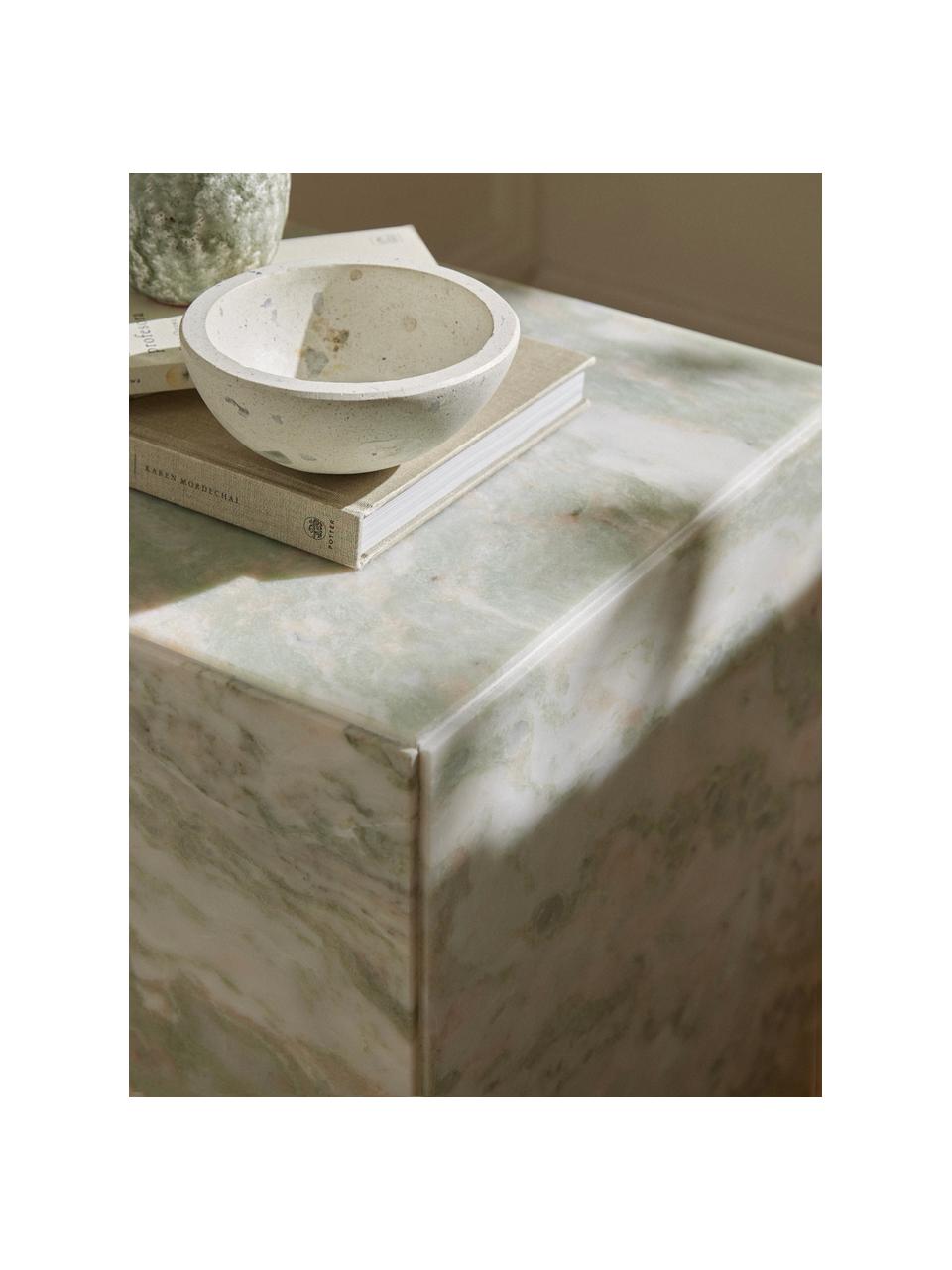 Mesa auxiliar de mármol Dila, Mármol, tablero de fibras de densidad media (MDF), Mármol verde salvia, An 40 x Al 45 cm