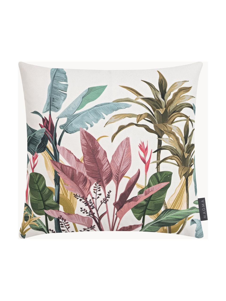 Housse de coussin 40x40 imprimé fleurs tropicales Vintage Safari, 100 % coton, Multicolore, larg. 40 x long. 40 cm