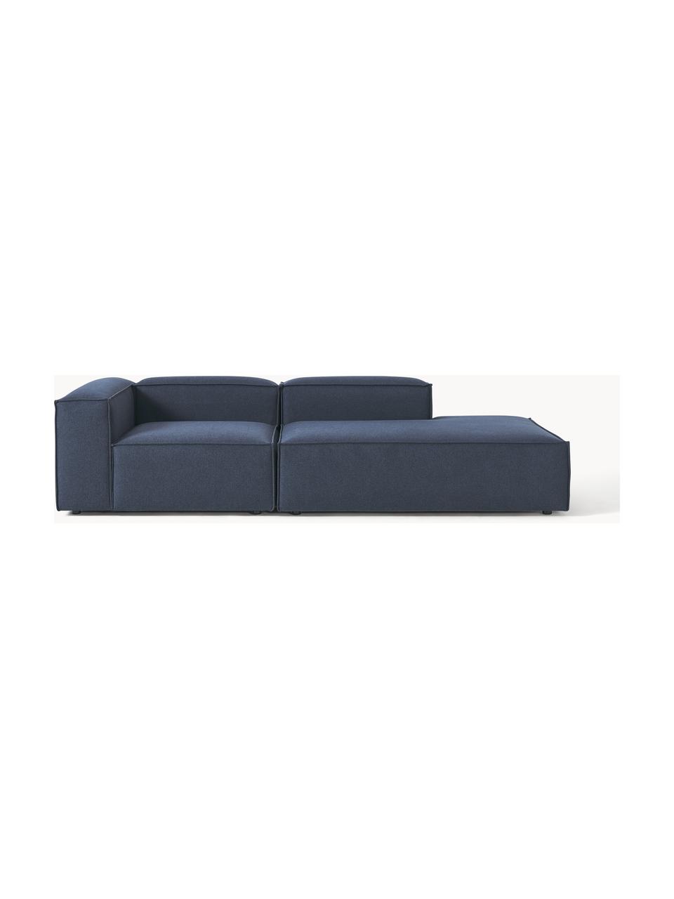 Modulaire chaise longue Lennon, Bekleding: 100% polyester De slijtva, Frame: massief grenenhout, multi, Poten: kunststof Dit product is , Geweven stof donkerblauw, B 269 x D 119 cm, armleuning rechts