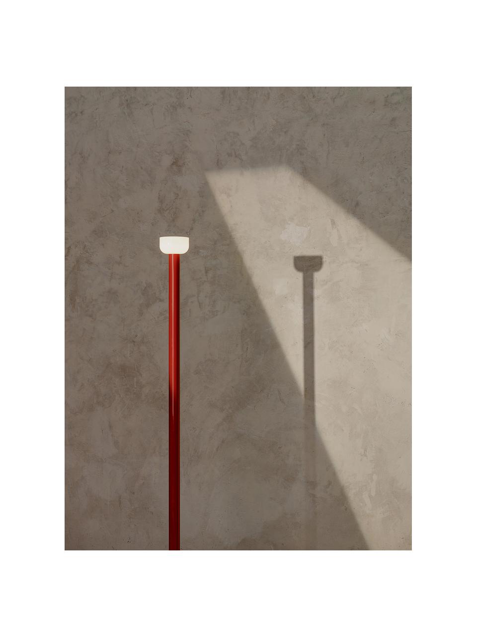 Grote dimbare LED vloerlamp Bellhop, Lampenkap: glas, Lampvoet: beton, Rood, H 178 cm