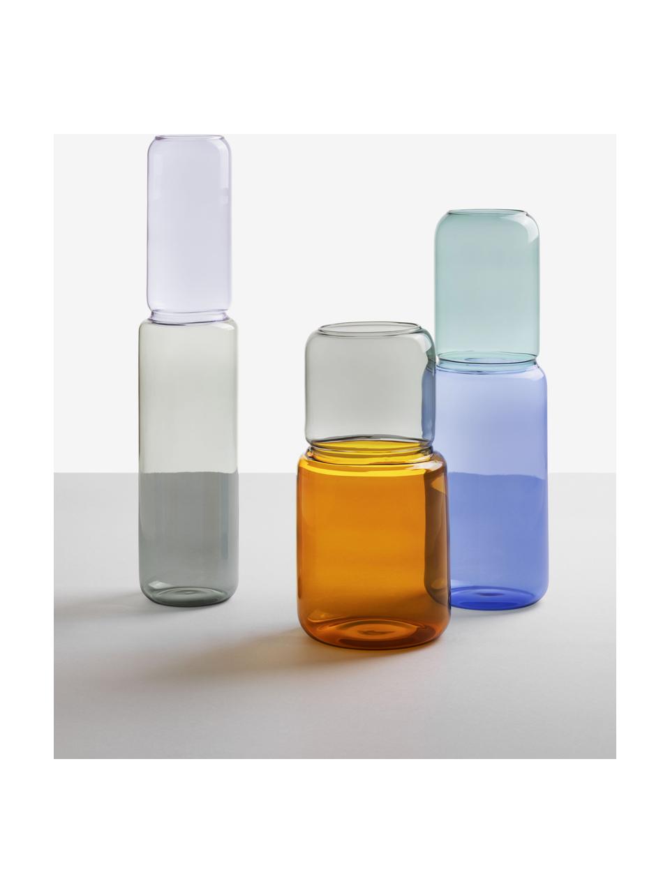 Handgemaakte vaas Revolve, verschillende formaten, Borosilicaatglas, Oranje, lichtgrijs, transparant, Ø 13 x H 25 cm