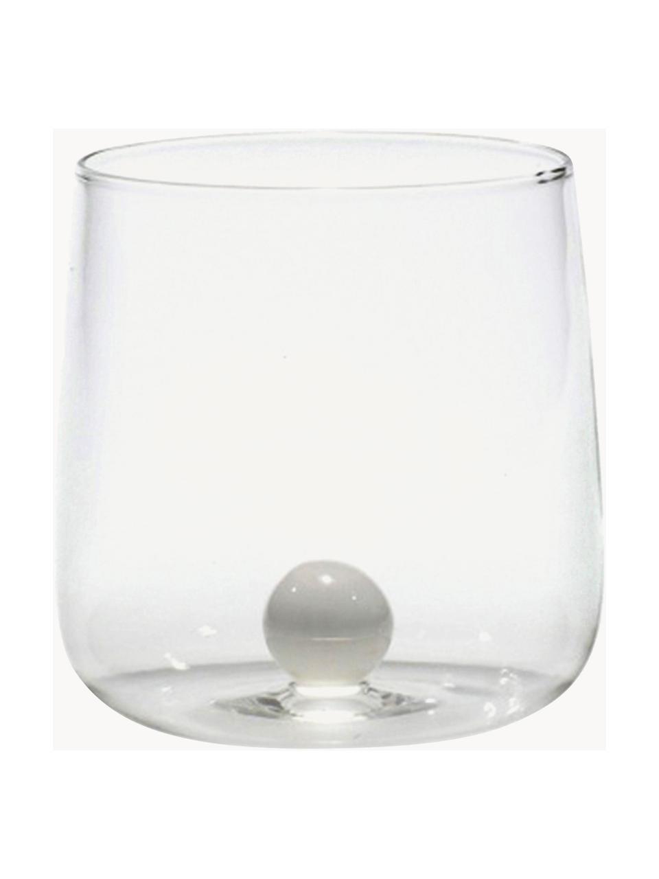 Ručne vyrobený pohár na vodu Bilia, 6 ks, Borosilikátové sklo, Priehľadná, biela, Ø 9 x V 9 cm, 440 ml