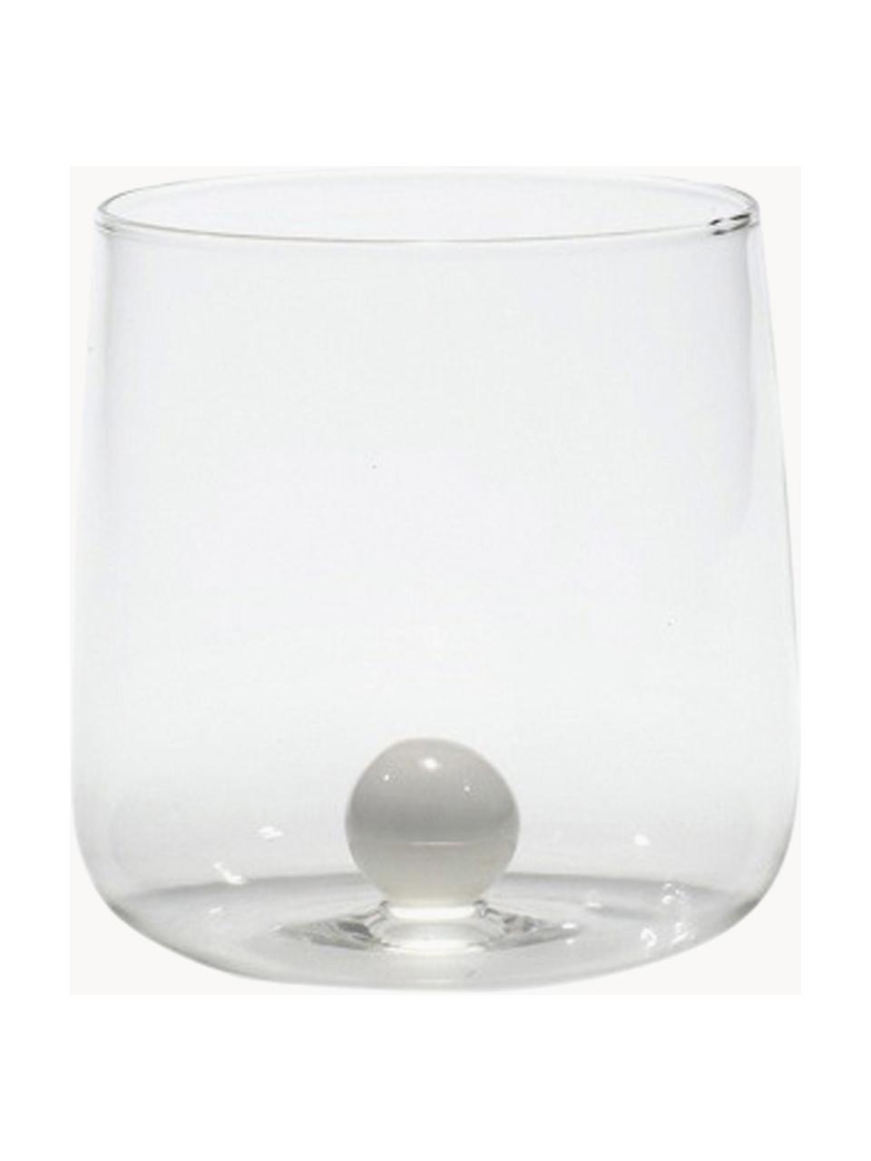 Handgemaakte waterglazen Bilia, 6 stuks, Borosilicaatglas, Transparant, wit, Ø 9 x H 9 cm, 440 ml