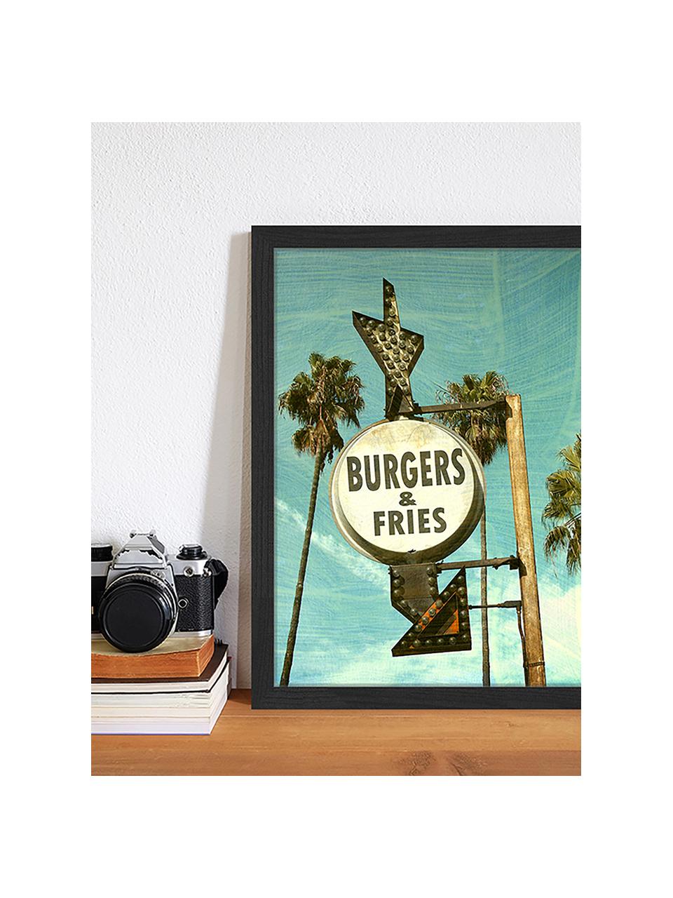 Oprawiony druk cyfrowy Burgers And Fries, Wielobarwny, S 33 x W 43 cm