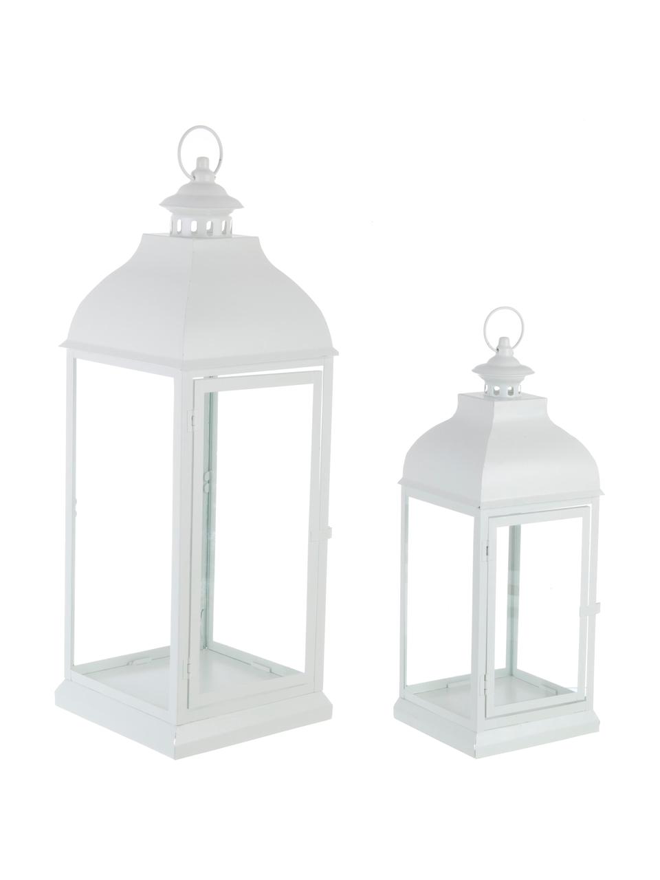 Set 2 lanterne Namir, Struttura: metallo rivestito, Trasparente, bianco, Set in varie misure