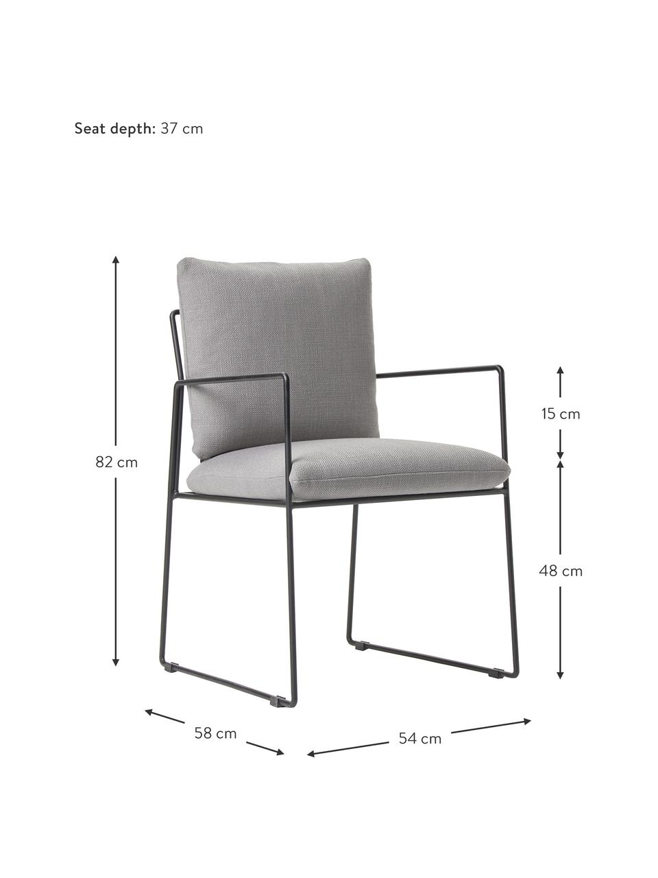 Gestoffeerde stoel Wayne met metalen frame, Bekleding: 80% polyester 20% linnen, Frame: gepoedercoat metaal, Geweven stof groen, B 54 x D 58 cm
