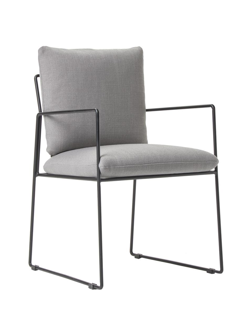Chaise rembourrée en métal Wayne, Tissu gris, larg. 54 x prof. 52 cm