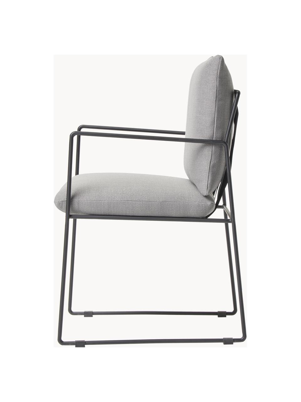 Chaise rembourrée en métal Wayne, Tissu gris, larg. 54 x prof. 52 cm