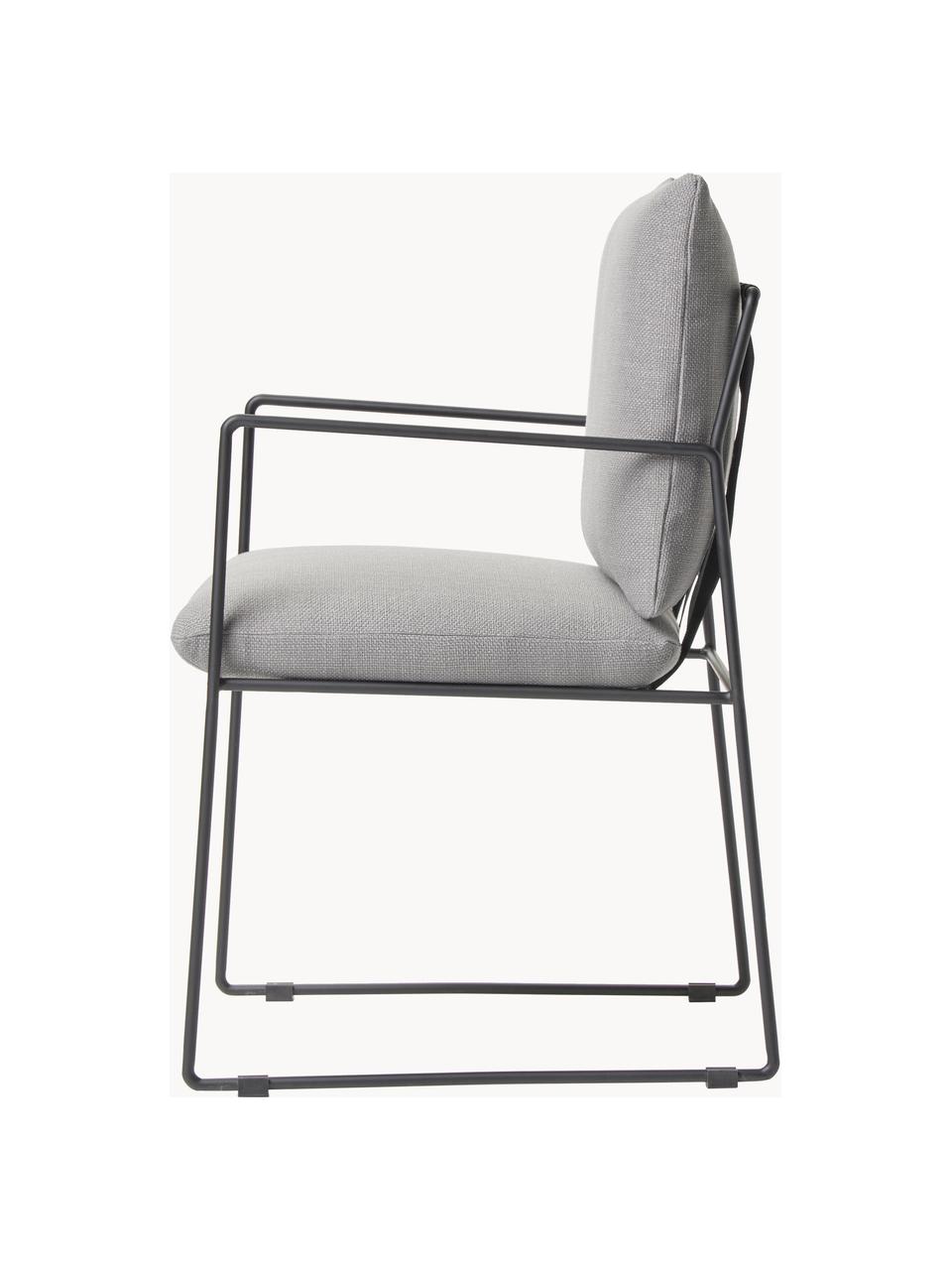 Krzesło tapicerowane z metalowym stelażem Wayne, Tapicerka: 80% poliester, 20% len Dz, Stelaż: metal malowany proszkowo, Szara tkanina, S 54 x G 52 cm