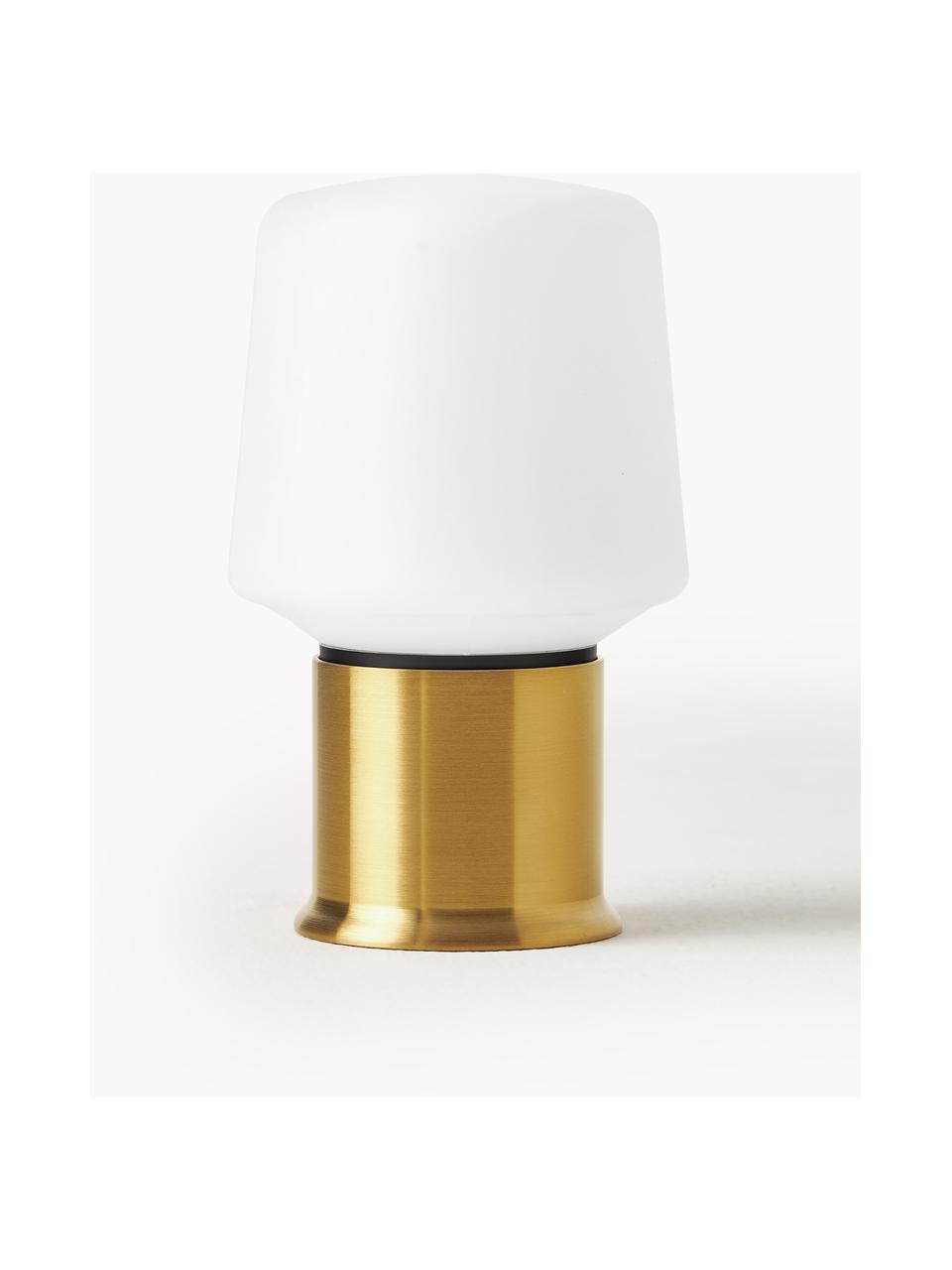 Zewnętrzna lampa stołowa LED z funkcją przyciemniania London, Tworzywo sztuczne, Biały, odcienie złotego, Ø 9 x 15 cm