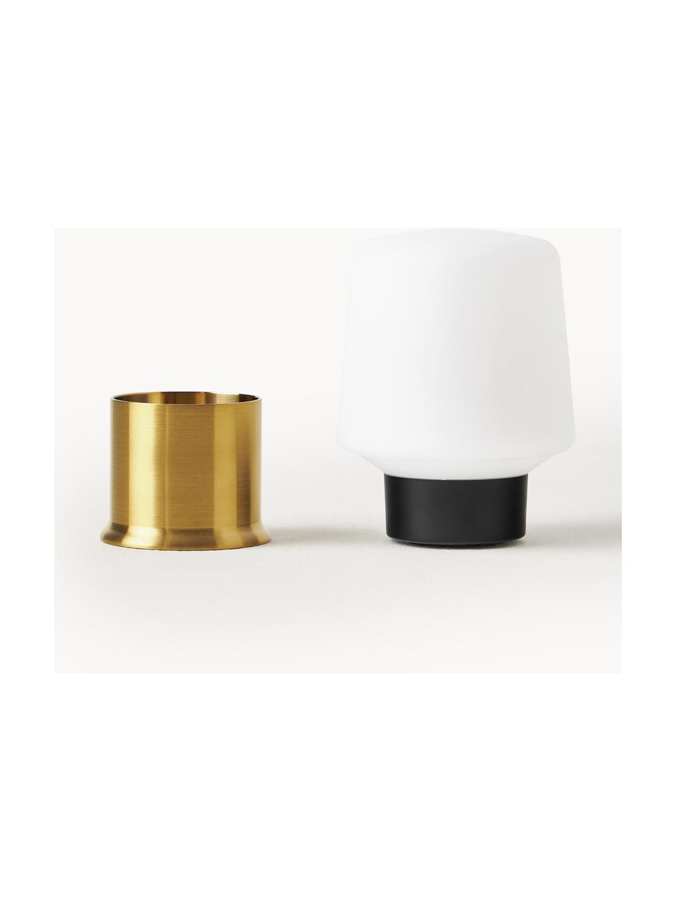 Mobile LED-Outdoor Tischlampe London, dimmbar, Kunststoff, Weiss, Goldfarben, Ø 9 x H 15 cm