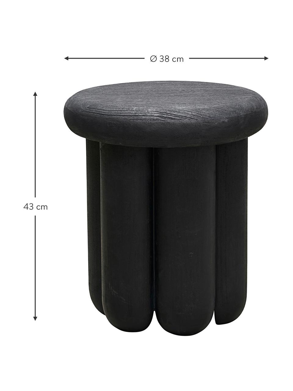 Okrúhly pomocný stolík z mangového dreva Phant, Mangové drevo, potiahnuté, Čierna, Ø 38 x V 43 cm
