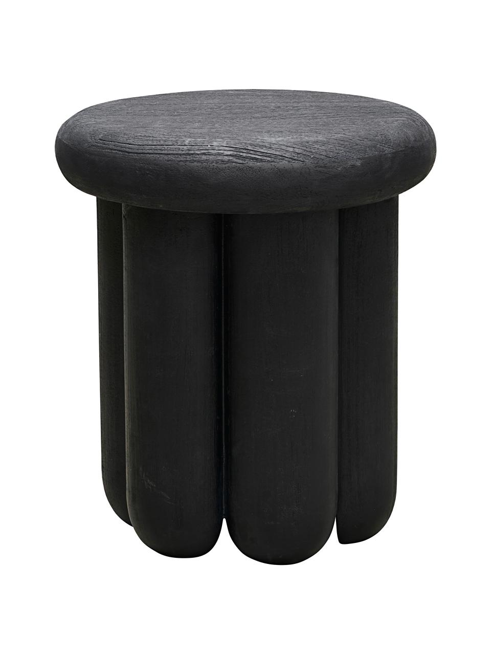 Mesa auxiliar redonda de madera de mango Phant, Madera de mango recubierta, Negro, Ø 38 x Al 43