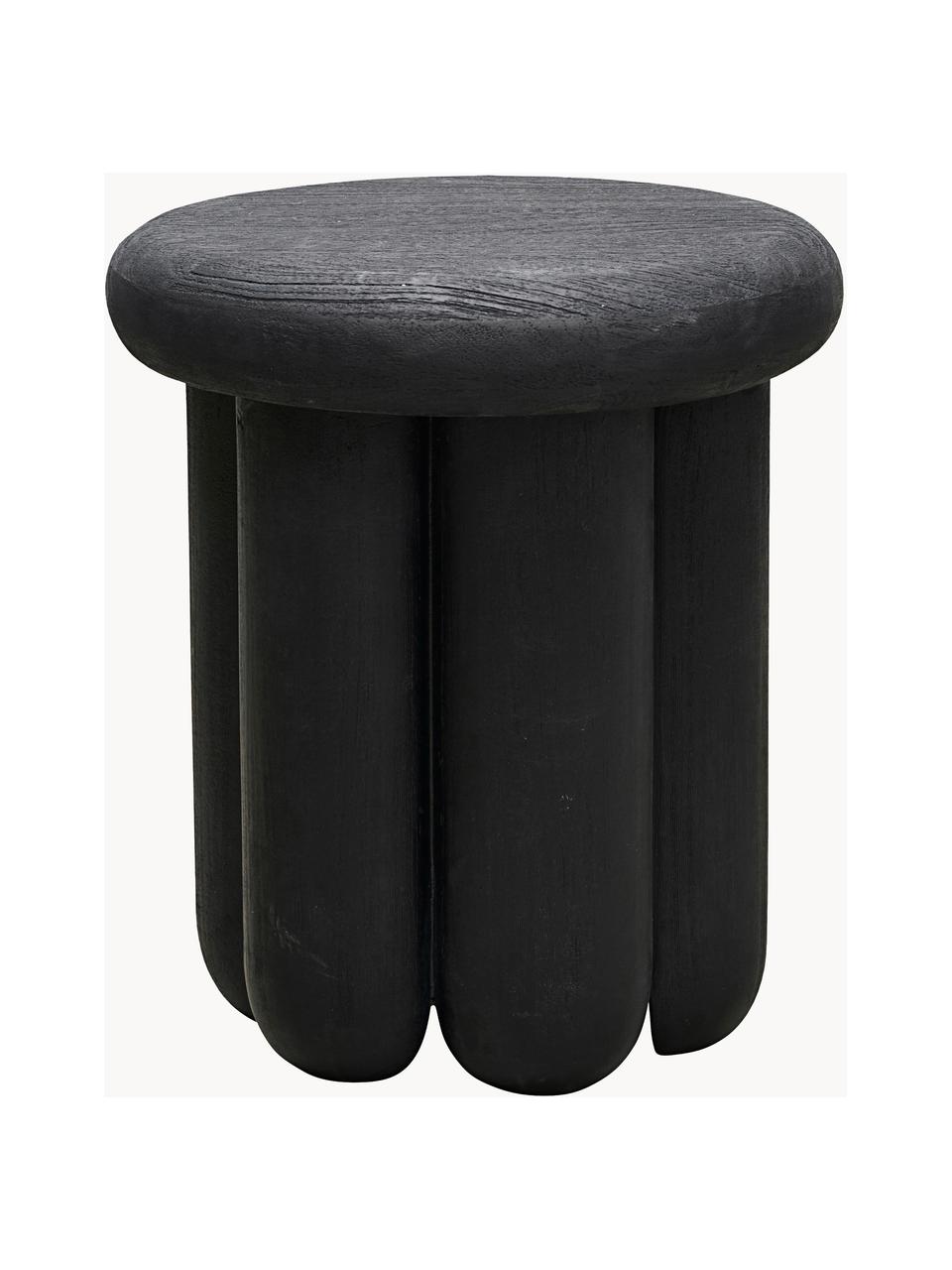 Table d'appoint ronde bois de manguier Phant, Bois de manguier, enduit, Noir, Ø 38 x haut. 43 cm