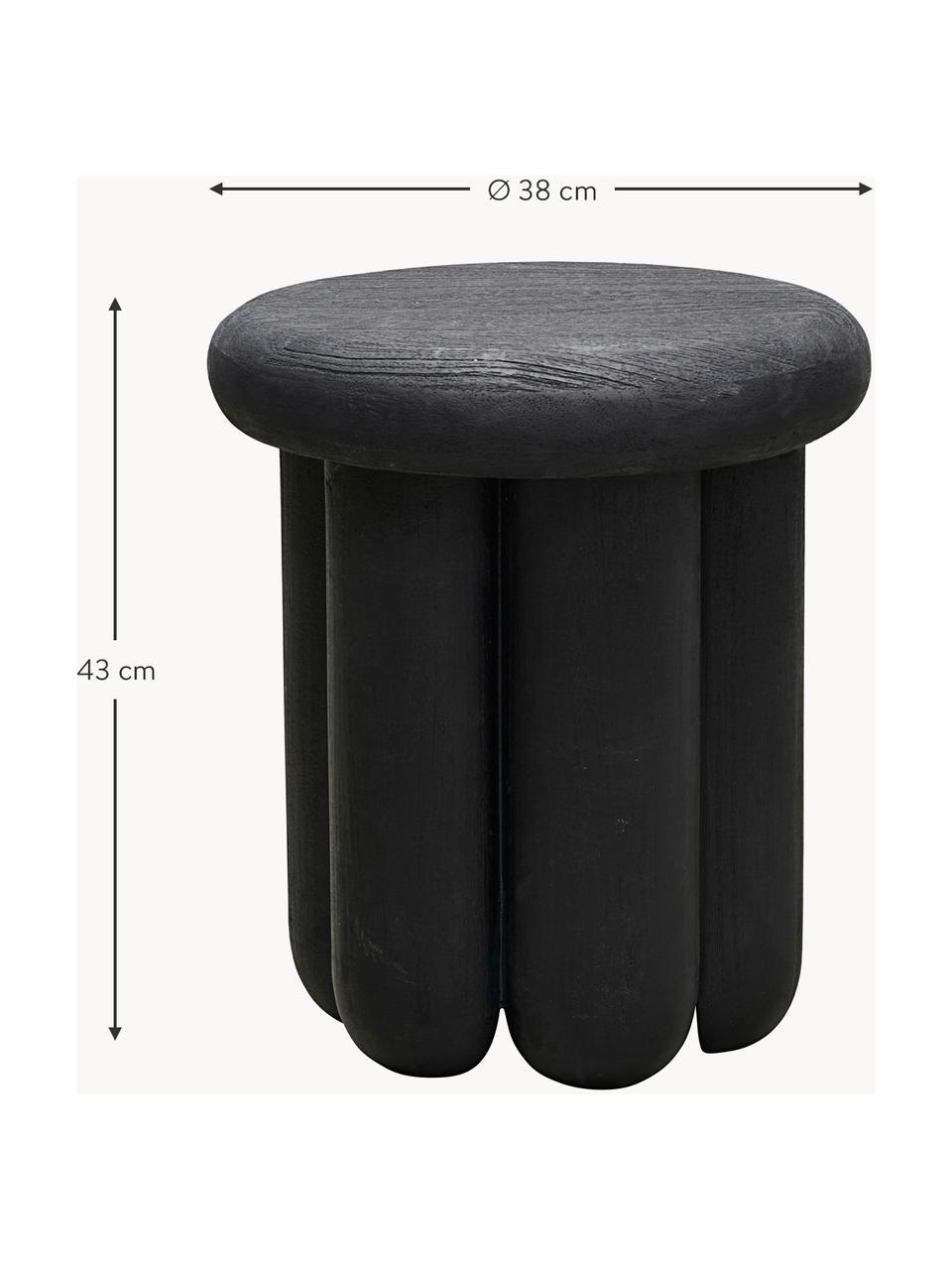 Table d'appoint ronde bois de manguier Phant, Bois de manguier, enduit, Noir, Ø 38 x haut. 43 cm