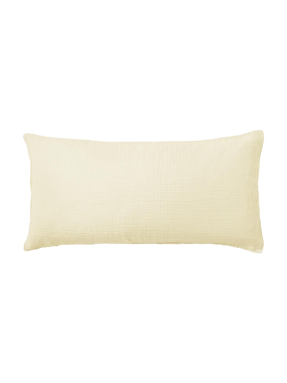 Poszewka na poduszkę z muślinu bawełnianego Odile, Żółty, S 40 x D 80 cm