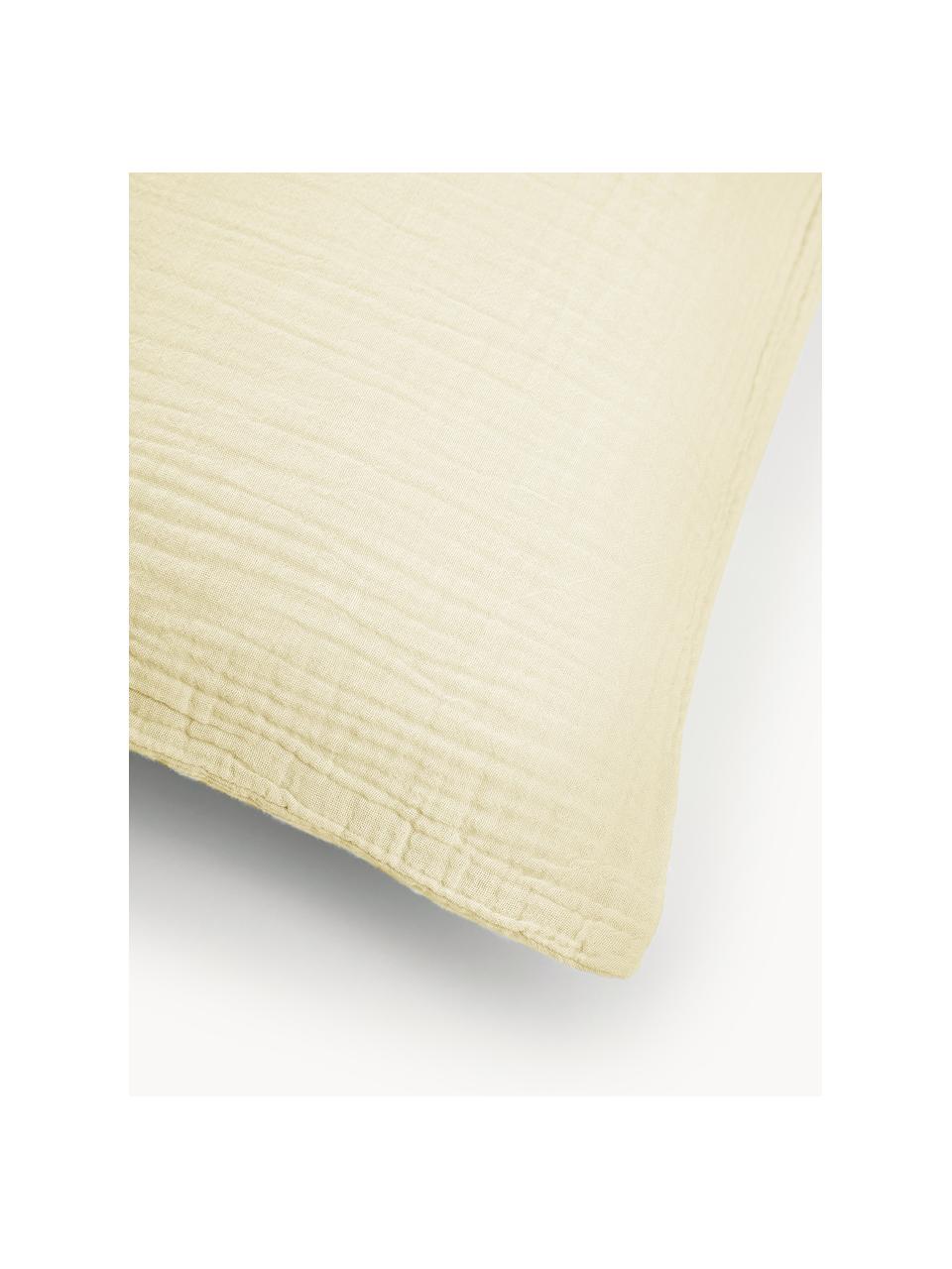 Poszewka na poduszkę z muślinu bawełnianego Odile, Jasny żółty, S 40 x D 80 cm