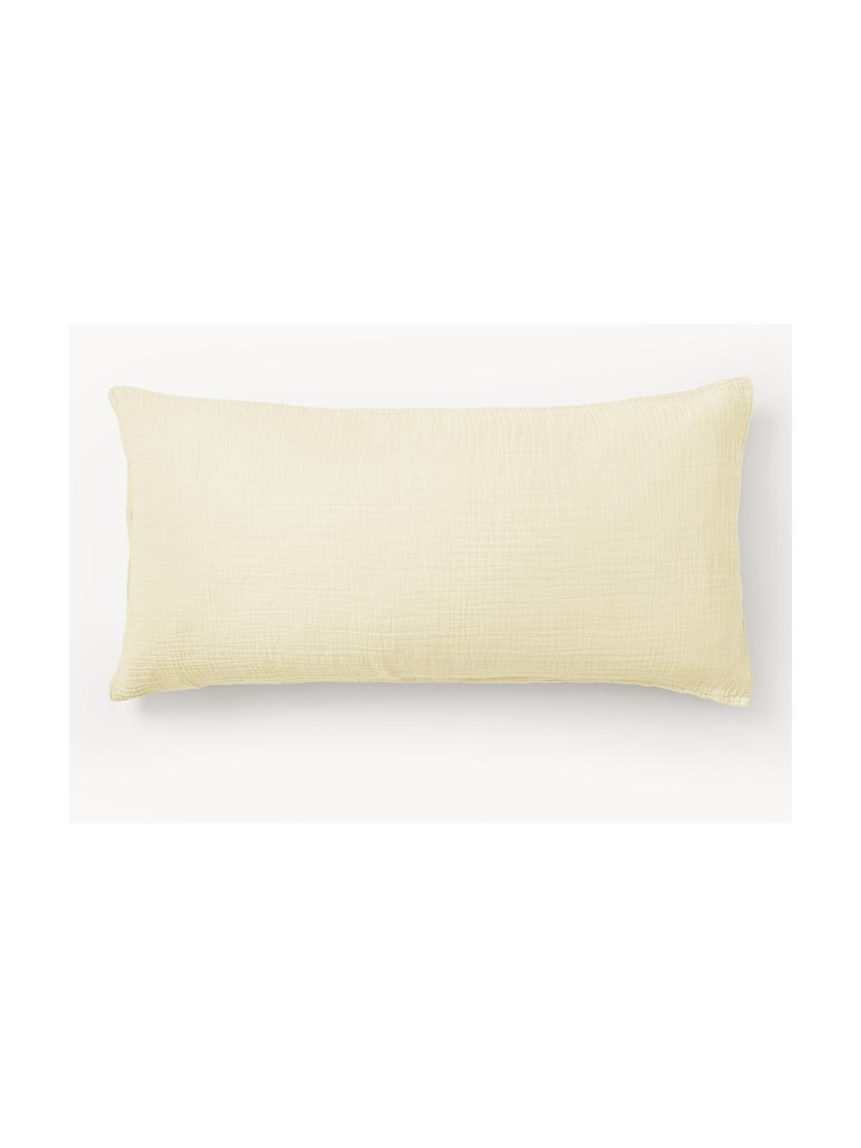 Poszewka na poduszkę z muślinu bawełnianego Odile, Jasny żółty, S 40 x D 80 cm
