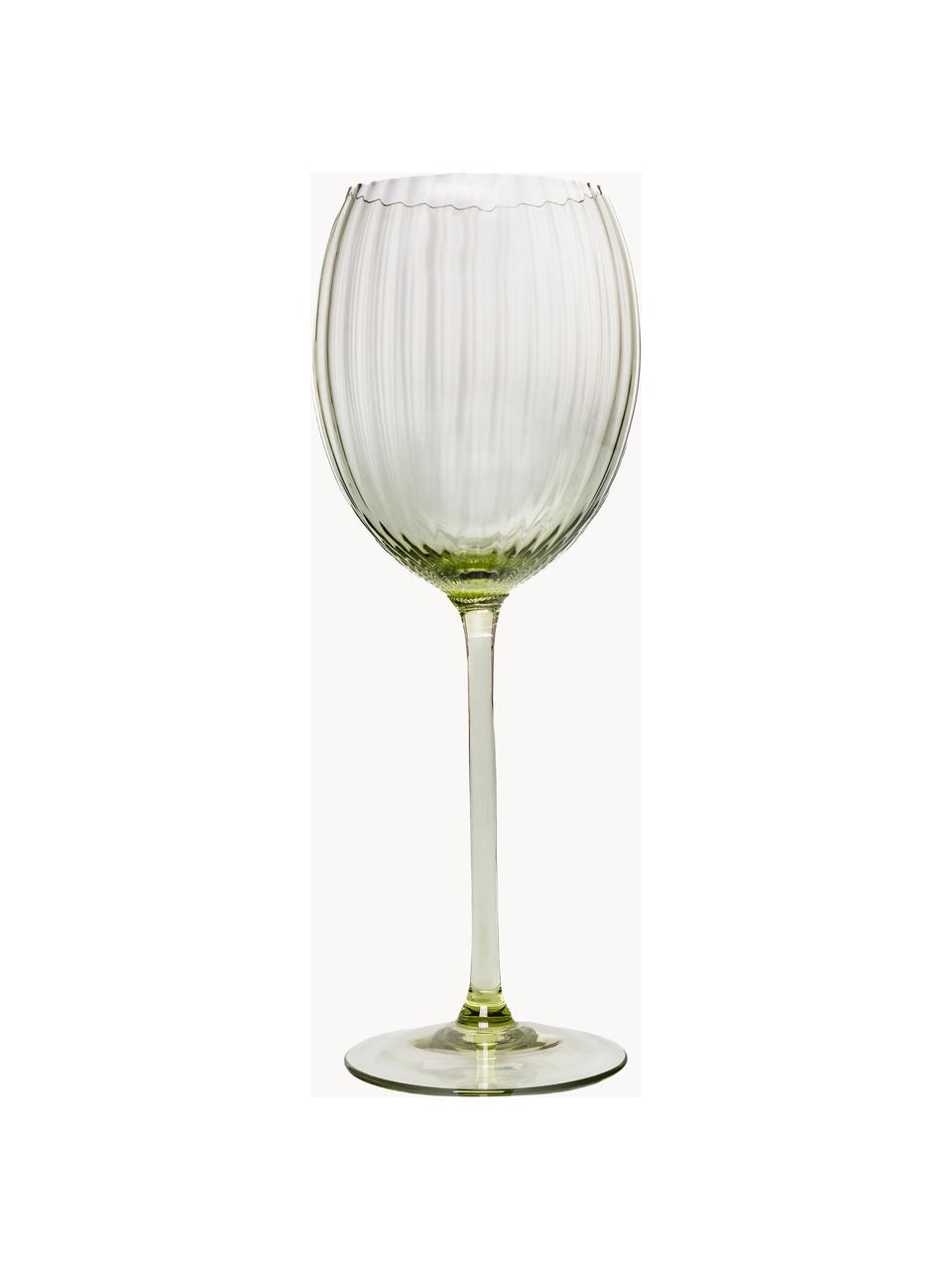 Bicchieri da vino bianco fatti a mano Lyon 2 pz, Vetro, Verde oliva, Ø 7 x Alt. 23 cm, 380 ml