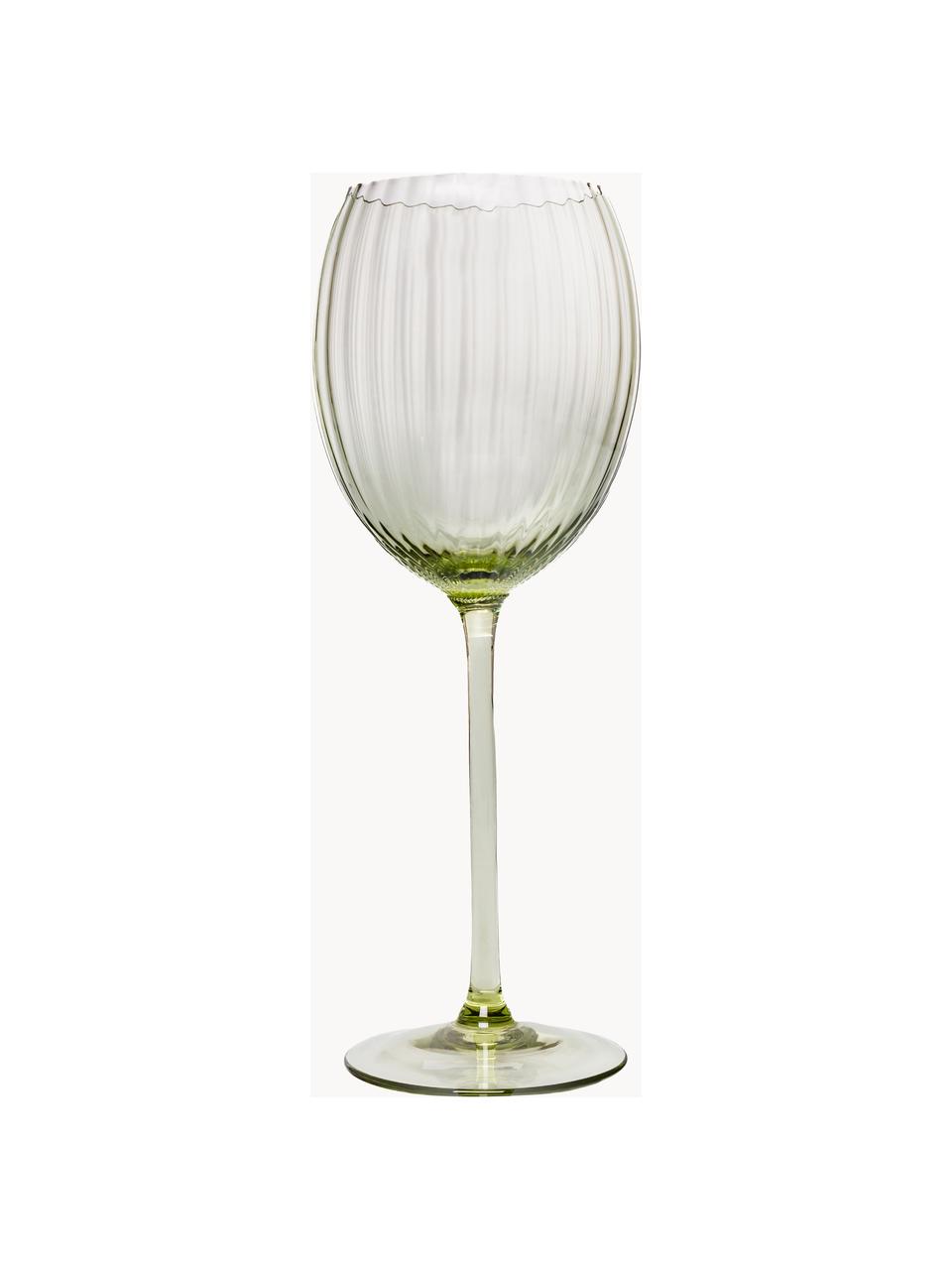 Verres à vin blanc artisanaux Lyon, 2 pièces, Verre, Vert olive, Ø 7 x haut. 23 cm, 380 ml